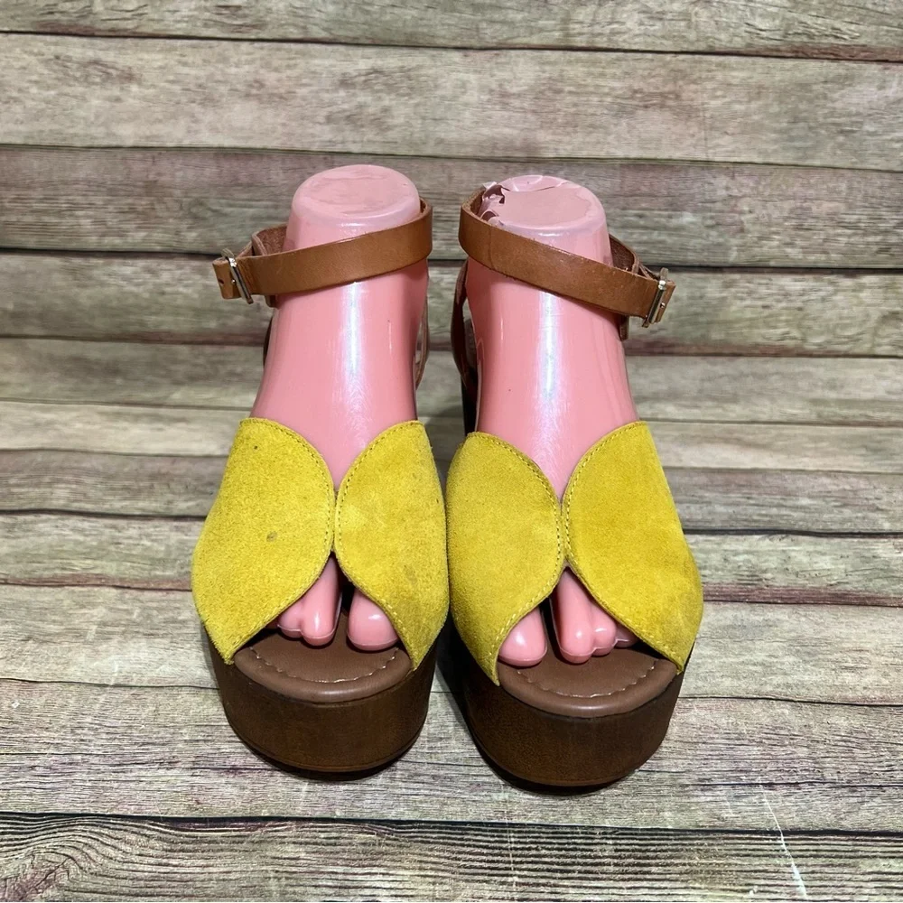 Seychelles Yellow Suede Revolve Laugh More Platform Sandals